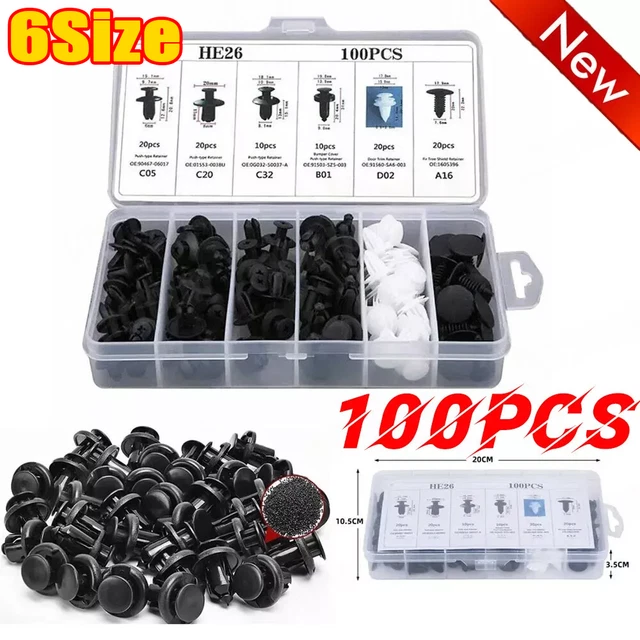 thumbnail image 2 of 100-Piece Bumper Fender Liner Push Type Retainer Clips Kit For Dodge - With 4 Fastener Removers 2 of 5