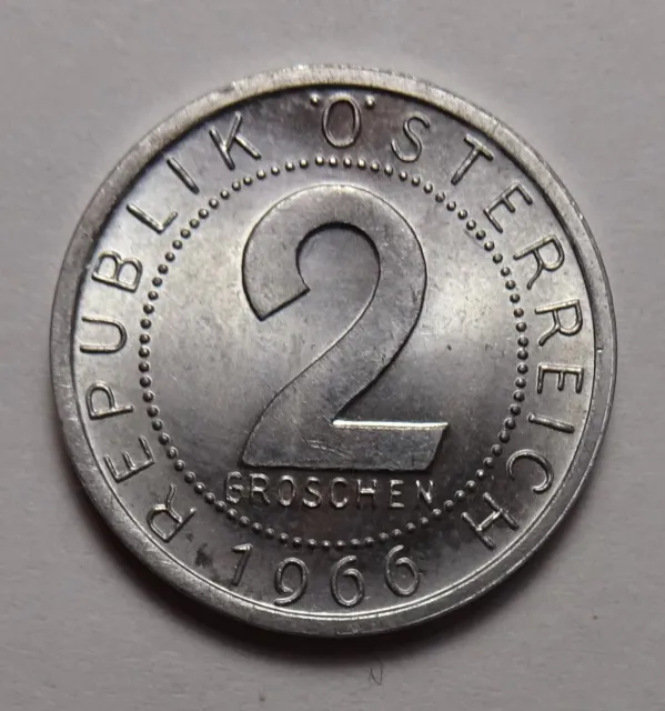 1966 Austria 2 groschen coin, BU
