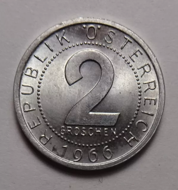 1966 Austria 2 groschen coin, BU