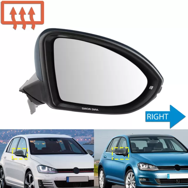 Right Side Electric Wing Door Mirror Heated Primed For VW Golf MK7 Hatchback 12+