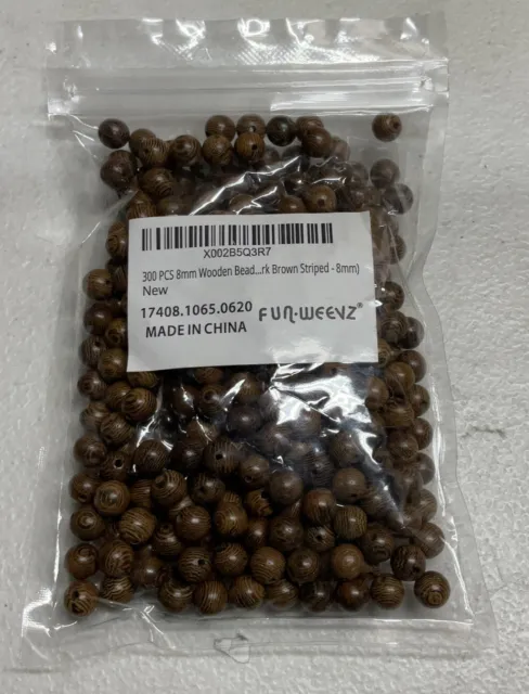 PCS Wooden Beads for Crafts 8mm Dark Brown Natural Macrame Round Beads Bulk 300