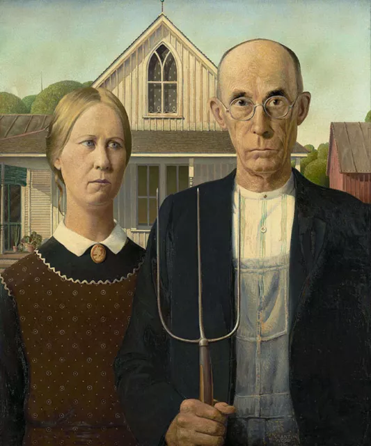 American Gothic by Grant Wood art painting print