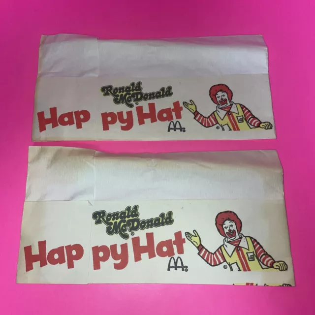Vintage McDonald's Employee White Paper Hat 2 Hats total Rare