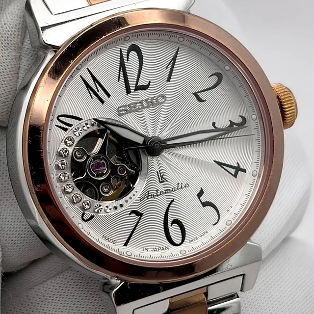 SEIKO LUKIA 4R38-00N0 Ladies Automatic Watch Open Heart Rose Gold