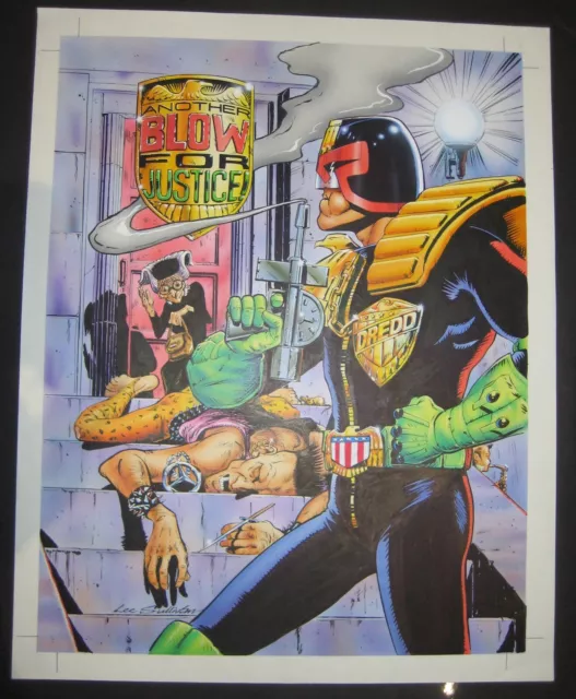 original  2000ad comic artwork Judge Dredd Lee Sullivan showcase 1990s