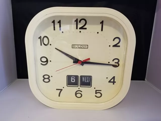 Vintage Bulova Flip Clock with Date 11" in Size Wall Battery Clock (tested)