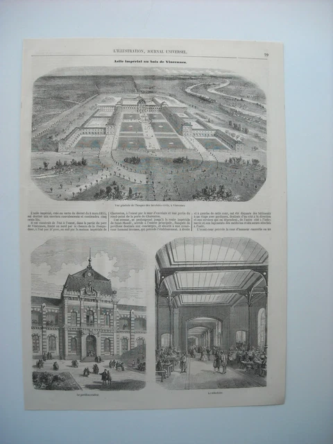 Gravure 1857. Asile Imperial Au Bois De Vincennes. 3 Gravures Avec Explicatif...