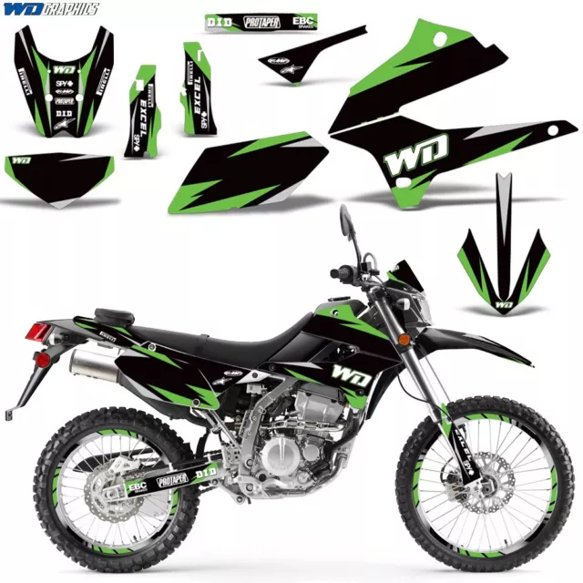 WD Decal Graphics Kit FITS for Kawasaki KLX250 W# PLATES Dirtbike MX 08-16 GREEN