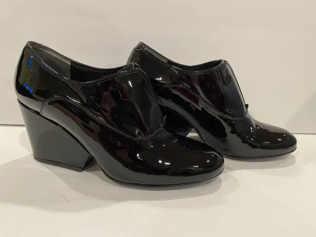 Robert Clergerie trevor Ankle Boots Patent Leather wedge Black 40.5/ 9.5-10 2