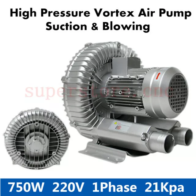 750W Centrifugal Pump High Pressure Vortex Vacuum Pump Air Blower Fan 220V 1HP