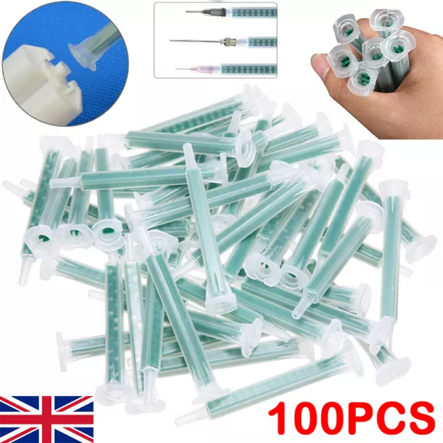 100 Pcs Static Mixer Epoxy Resin Mixing Tube Nozzles Syringe for AB Glue Gun