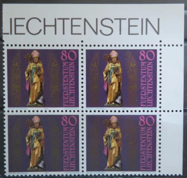 Liechtenstein Mi Nr. 775 postfrisch ** Viererblock vom Bogeneckrand