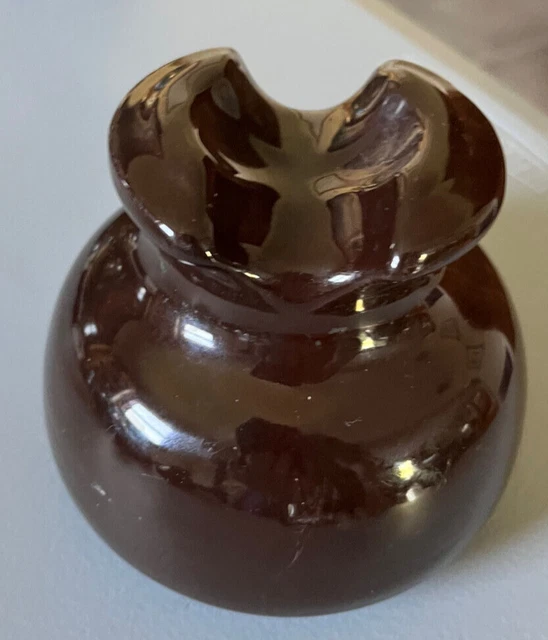 Large Dark Brown Porcelain Telephone/Telegraph Insulator