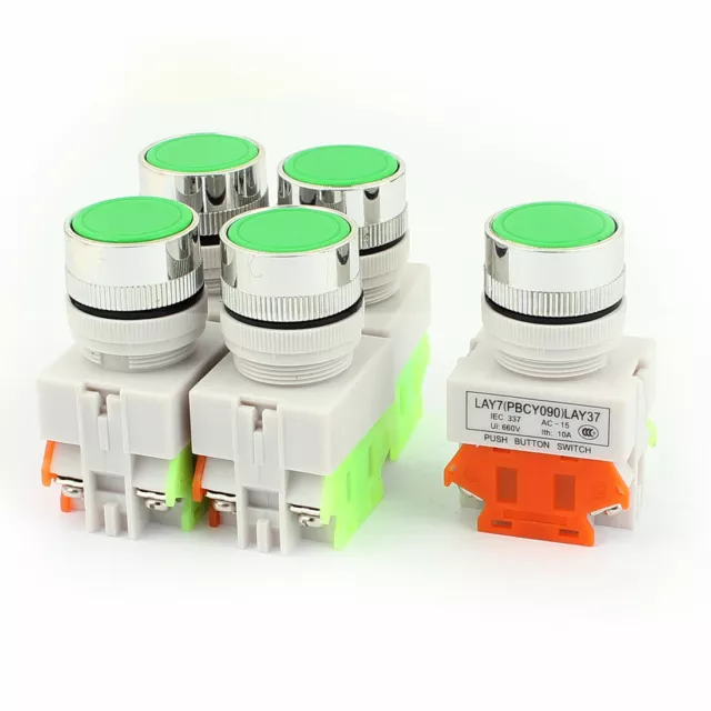 5PCS AC 660V 10A 1NO 1NC DPST 4 Terminals Momentary Push Button Switch