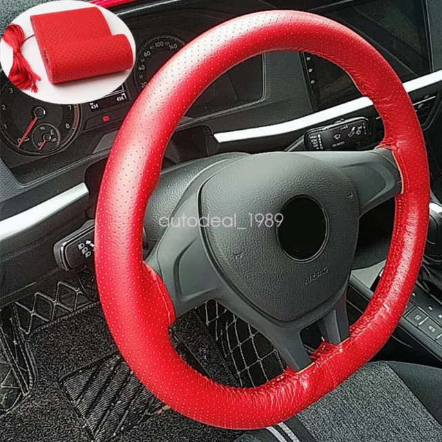 Brethable PU Leather Hand Stiching Sewing Car Truck Steering Wheel Cover Skin