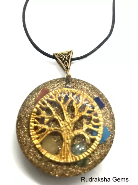 Orgone 7 Chakra Tree of Life Pendant EMF Copper Orgonite Protect Necklace Pride