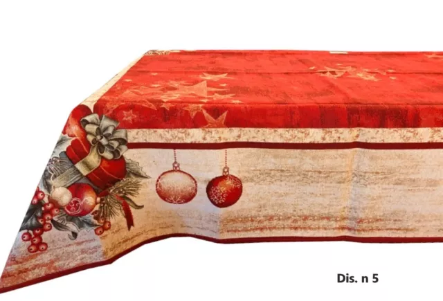 Tovaglia Copritavolo Natale in Gobelin Jacquard Cinigliato Lurex Vari Disegni