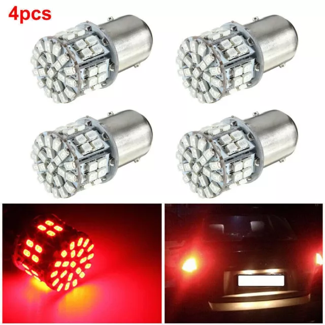 4x Red 1156 BA15S 50SMD 1206 LED Car Tail Brake Turn Signal Backup Light Bulbs