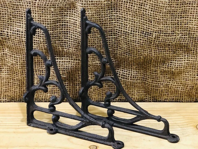 2 Antique Style Vine Shelf Brace Wall Bracket Cast Iron Corbel 8" X 6 3/4" Brace