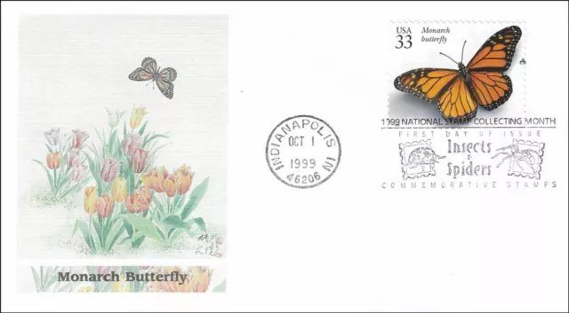 Monarch Butterfly Insects $ Spiders Series USA Fleetwood Cachet FDC 1994