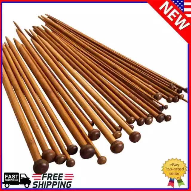 36pcs 18 Size Carbonize Bamboo Single Pointed Crochet Knitting Needles