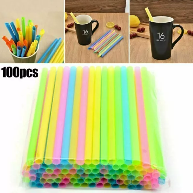 100x Einweg Strohhalme Wide Fat Jumbo Boba Bubble Tea Smoothie Trinkhalme D X6N1 2