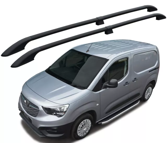 Black Aluminium Roof Bars Side Rails To Fit L1 Vauxhall / Opel Combo E (2019