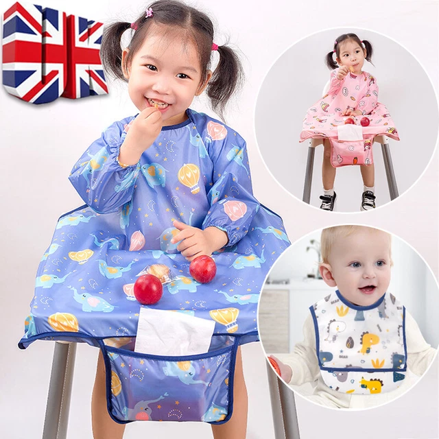 Baby Kids Bibs Long Sleeve Weaning Feeding Apron Coverall Highchair Xmas M