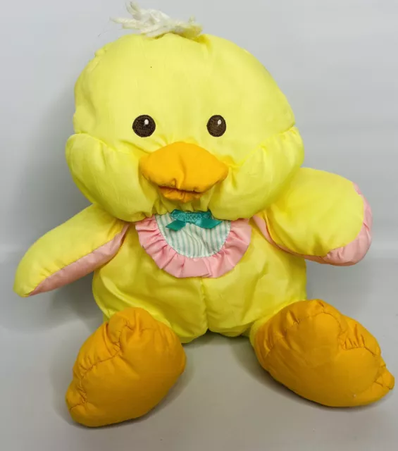 Vintage Fisher Price Puffalump Stuffed Yellow Duck #8011 #8012 1992 Bib Chick