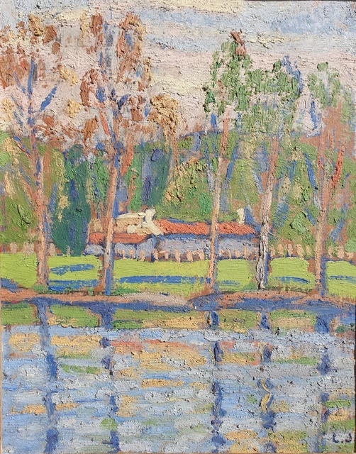 Tableau Georges Lapchine 'Potier Assis' - Huile Sur Panneau, École De Paris, Années 40-60
