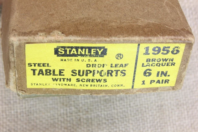1 Pair (2) Vintage 6” Stanley Drop Leaf Table Supports #1956 Nos Brown Lacquer 5