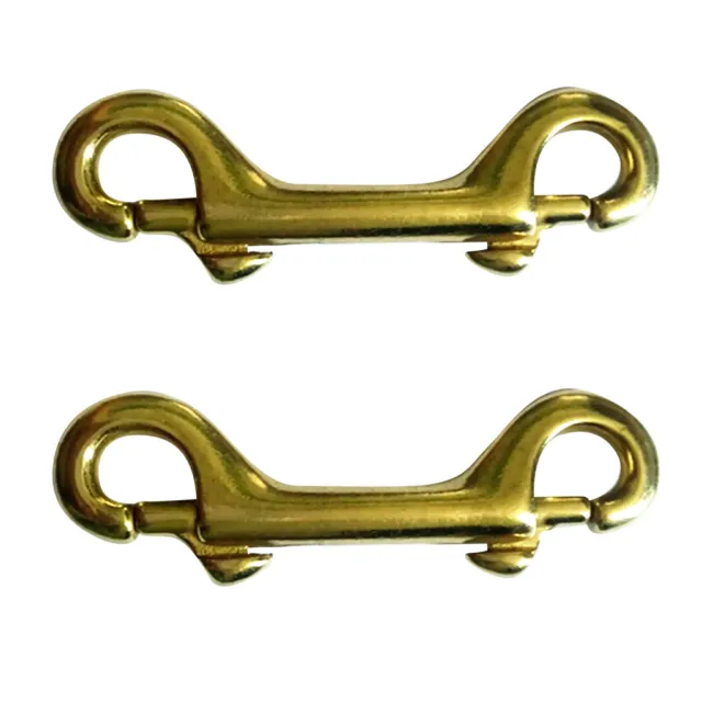 2x Solid Brass Double End Clasp   Clip Hook for Straps Bags Belt 3.5"