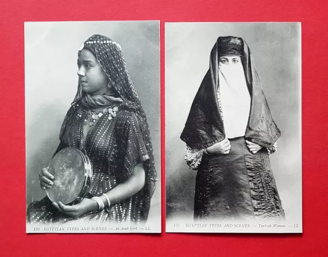 2 x AK ÄGYPTEN um 1910 Typen Frauen arabische und türkische Frau  ( 36537