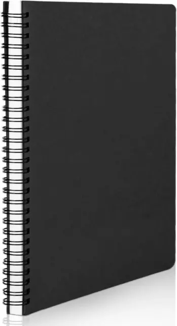 Spiral Notebook, A5 1Pack 160 Pages 5.5"X8.3" Black College Ruled Hardcover Line