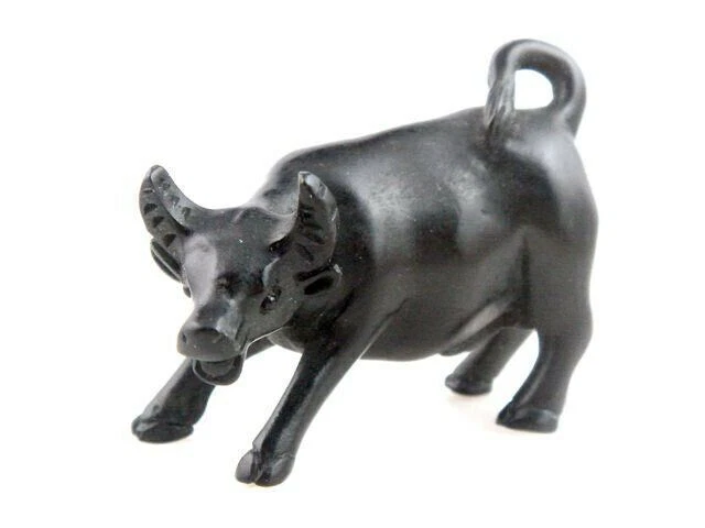 Ebony Ironwood Hand Carved Netsuke Sculpture Standing Male Ox Buffalo #02072102