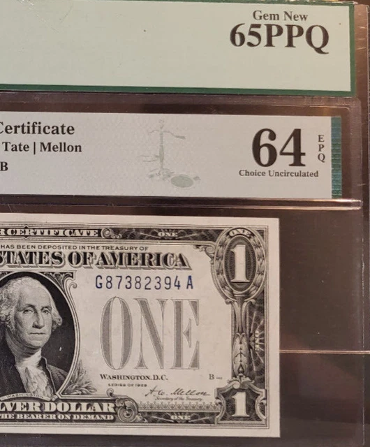 Fr 1600 1928 $1 SC⭐PCGS 65PPQ PMG 64EPQ⭐G87382394A⭐Crisp Clean BANKNOTE