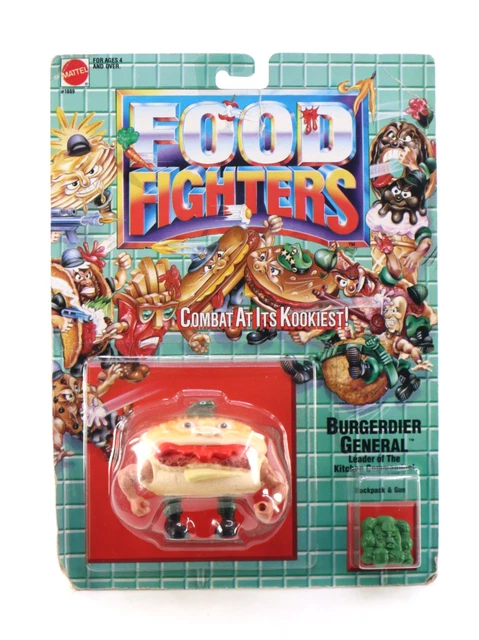 Figurine Vintage Mattel 1988 – Food Fighters, General Burgerdier, édition Boîte
