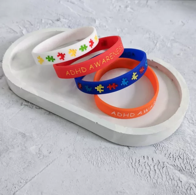 (X2) ADHD Awareness Silicone Wristband Medical Alert Bracelet ADHD UK