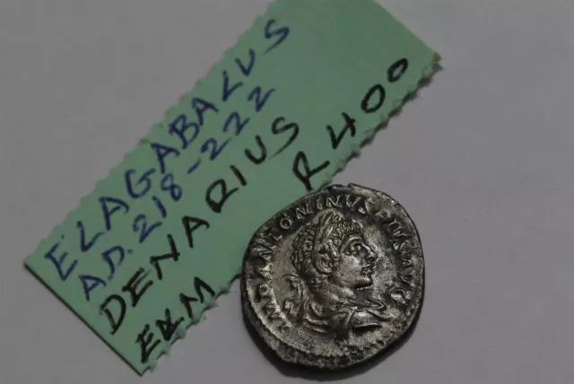 🧭 🇮🇹 ANCIENT ROMAN ELAGABALUS AR DENARIUS Liberalitas RIC 102 SHARP DETAILS B