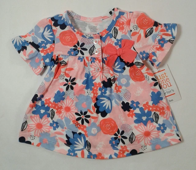 Girls Infant Just One You Carters Short Sleeve Floral Shirt Size 3 Months