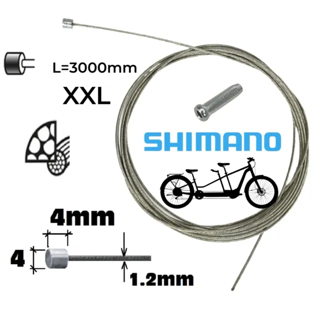 Shimano Fahrrad Schaltzug Edelstahl Tandem Lastenfahrrad Extra Lang 1,2 x 3m