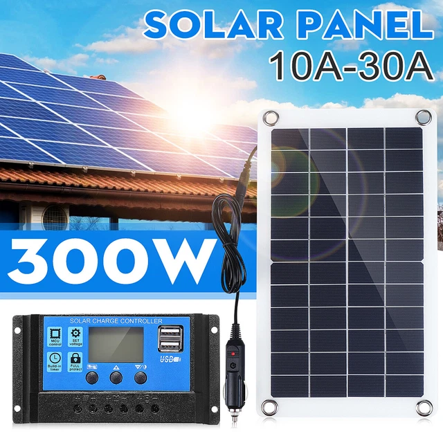 Kit de panneau solaire 300W Chargeur de batterie 12V RV Remorque 30A contrôleur