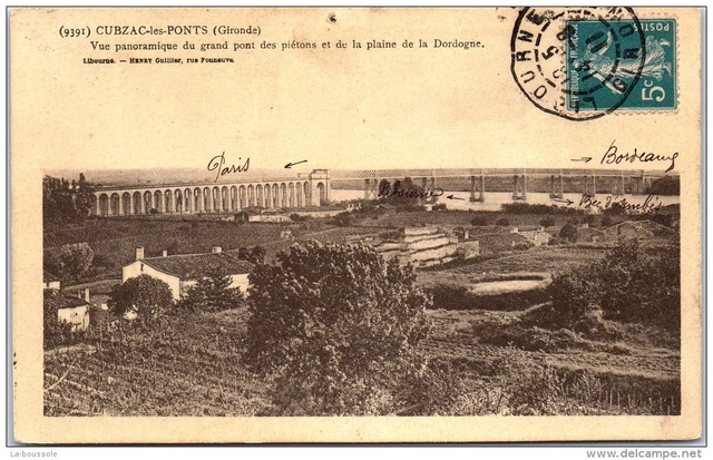 33 CUBZAC LES PONTS - le pont du chemin de fer, vue panoramique