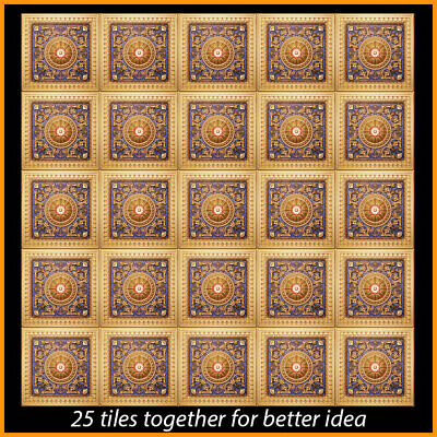 3D Tin Look D1215 Gold-Blue-Red PVC  Drop In Ceiling Tiles 2x2 Lot of 25 Pcs 2