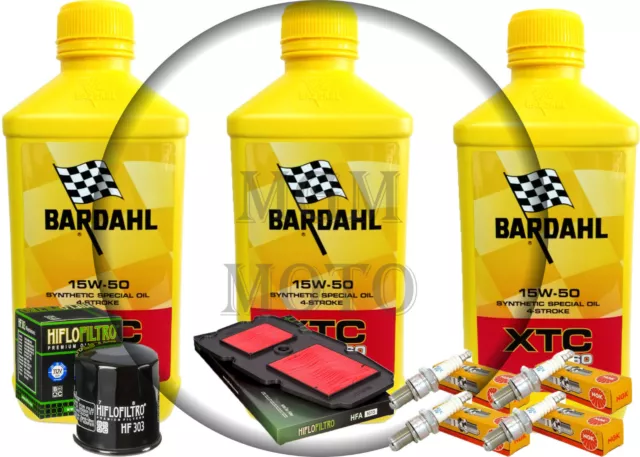 Honda Transalp Xlv 650 Kit Tagliando Olio Bardahl 15W50 Filtro Olio Aria Candele