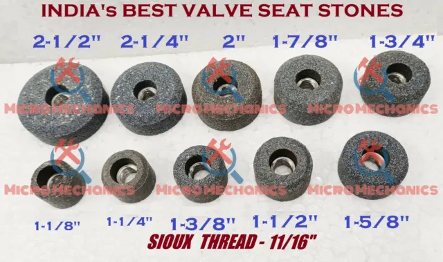 VALVE SEAT GRINDING STONES SET OF 10 PCS For SIOUX HOLDER 11/16" Thread 80 Grit.