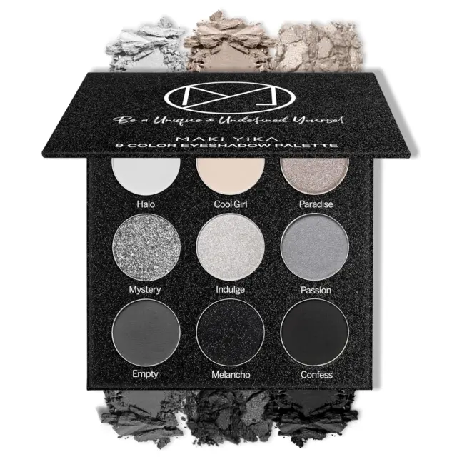 Black Grey Smoky Eyeshadow Palette, Matte Black White Gray Silver High Pigmented