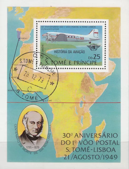 Sao Tome e Principe Nr. Bl. 35 A (583) 1. Flug Lissabon - Sào Tome vor 30 Jahren