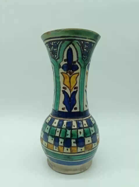 Vase Céramique Maroc Maghreb Afrique Du Nord Terre Cuite Émaillée Signé