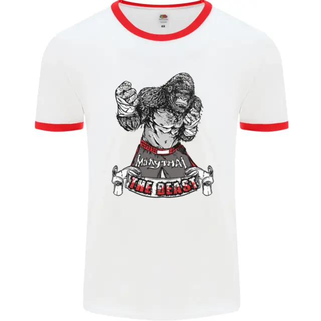 Maglietta da uomo Muay Thai The Beast MMA arti marziali miste bianca 4